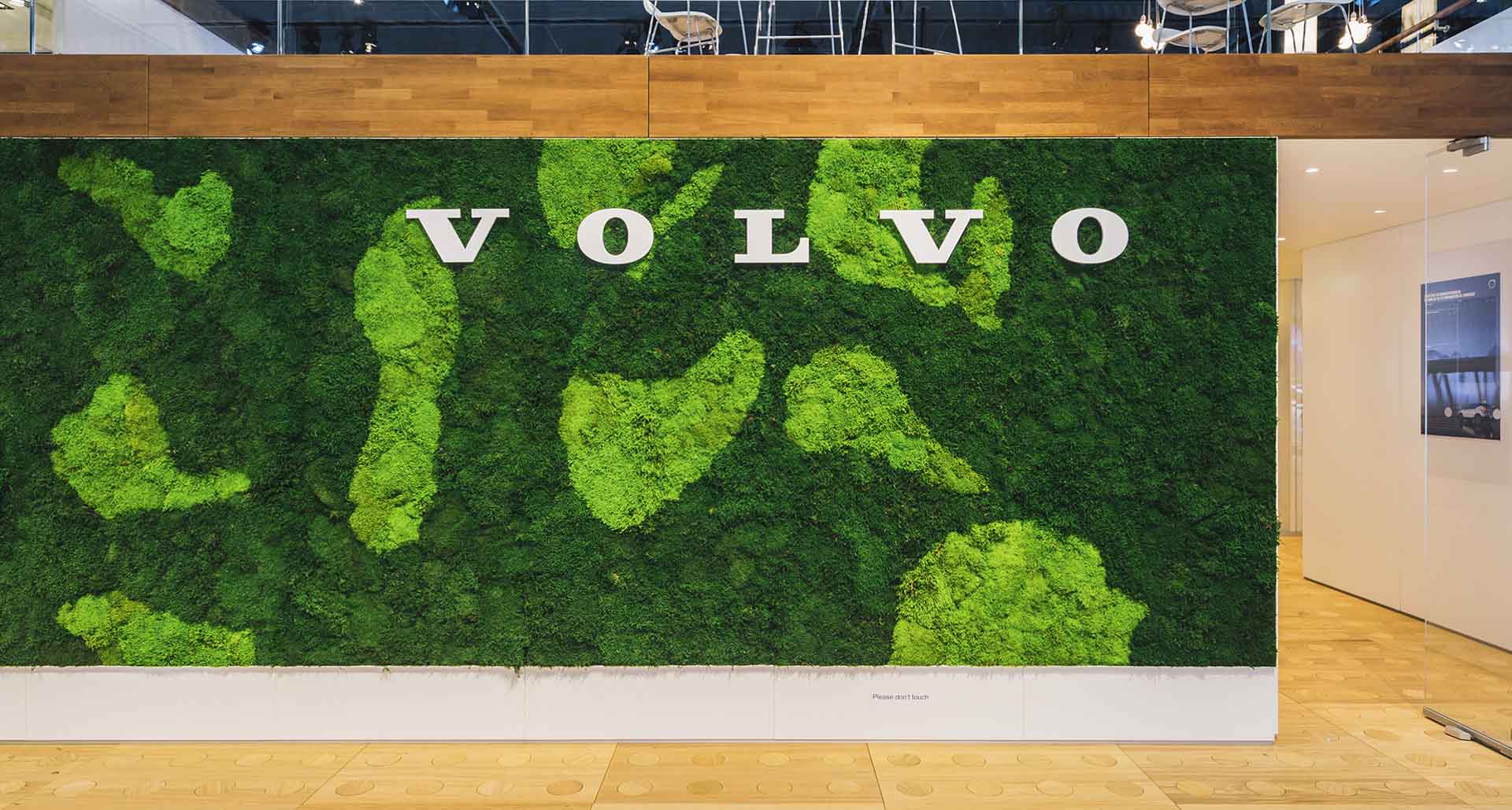 pared de musgo plano con logo Volvo